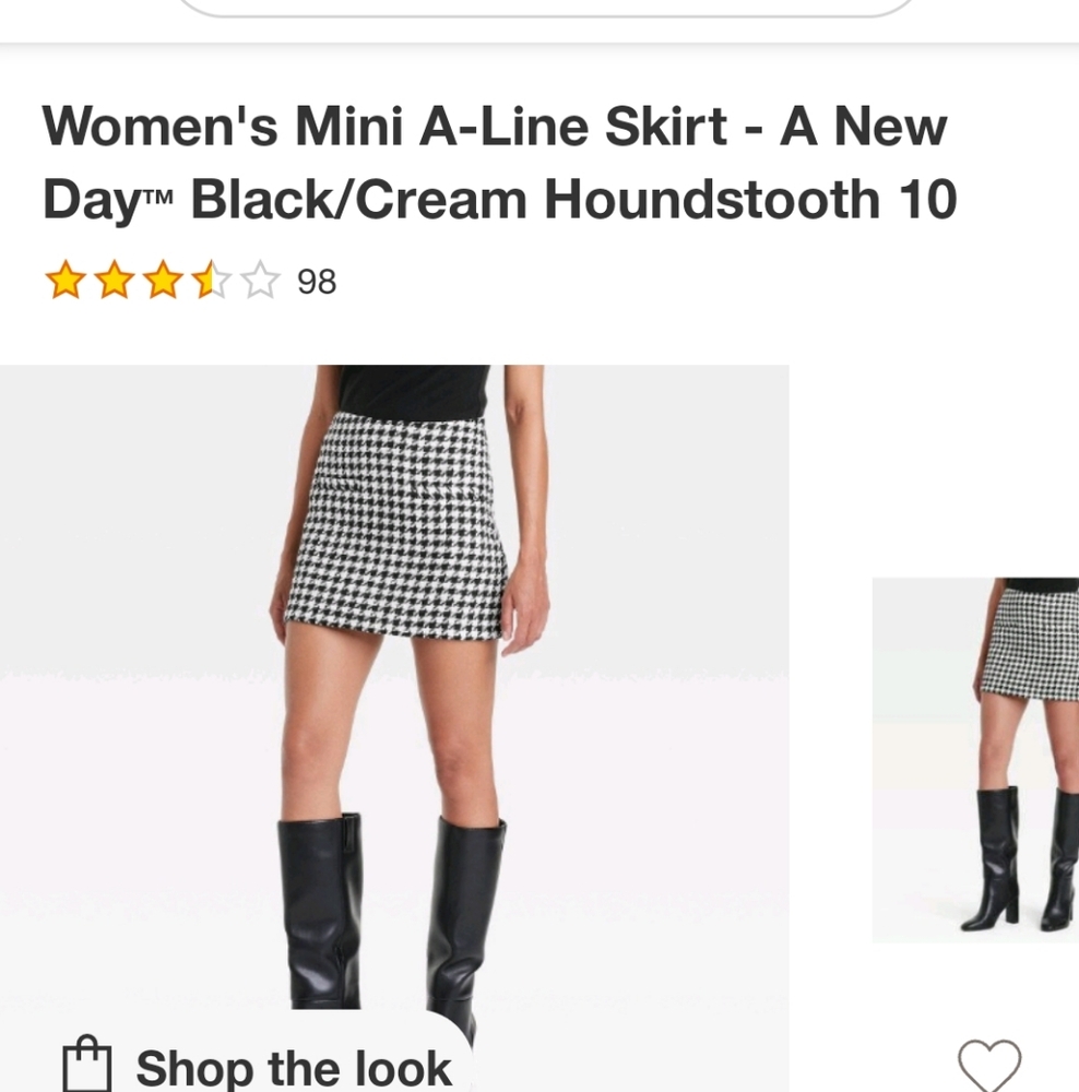 NWT A new day mini a-line skirt houndstooth 10